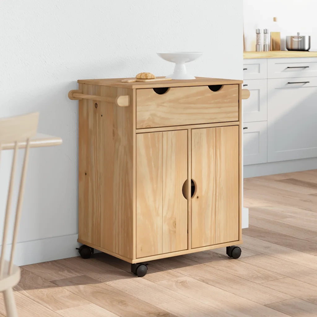Carrello da Cucina OTTA 59x45x80 cm in Legno Massello di Pino 4013464