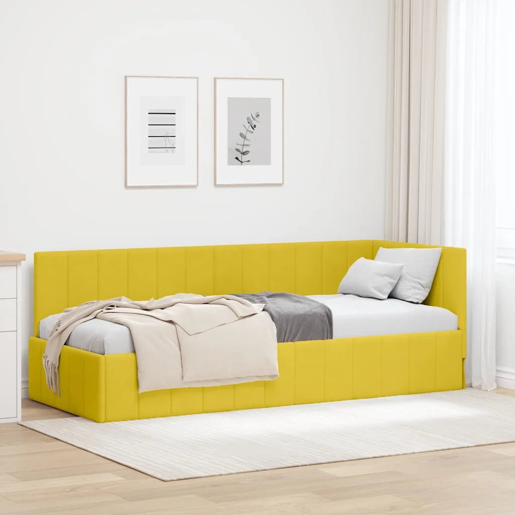 Letto singolo | Letto per adulti | Cornice del letto ad angolo Giallo 80 cm x 200 cm Velluto