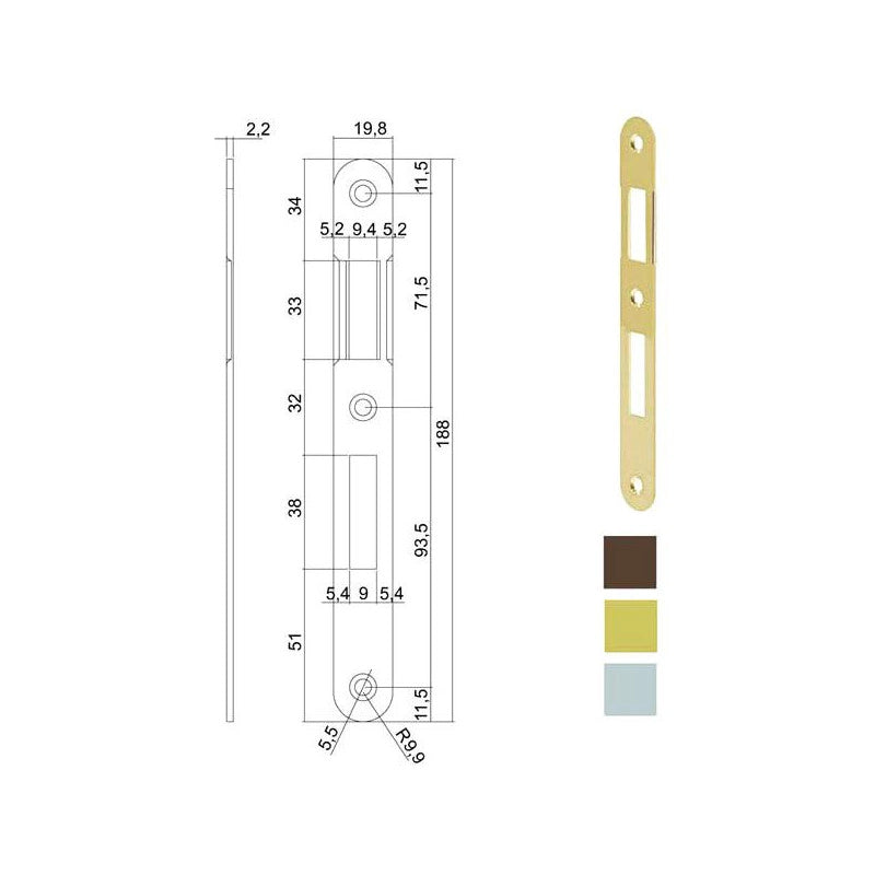 Incontro Serrature Patent Bt 8X70 Bronzato 570 Agb