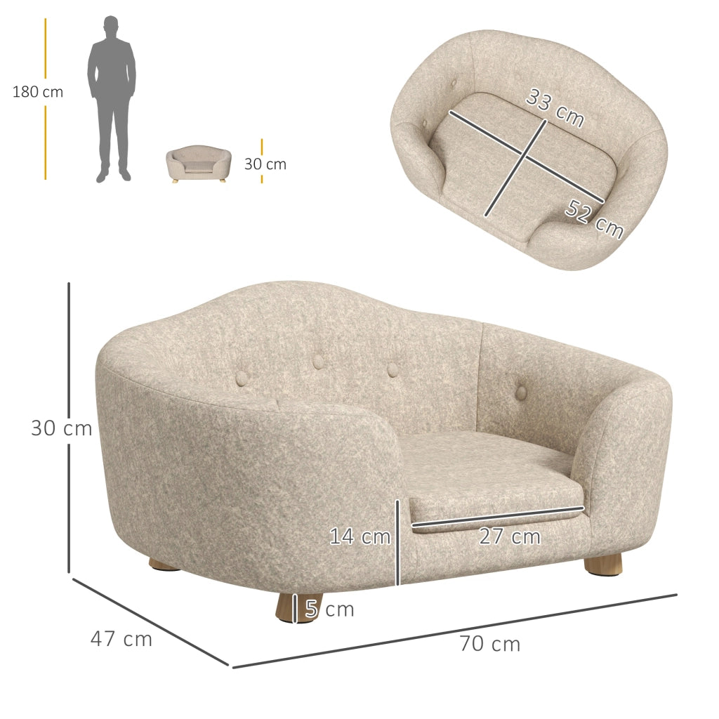 Sofa per animali da compagnia ¨C Zephmum ¨C Tessuto imbottito con cuscino crema 70x47x30 cm
