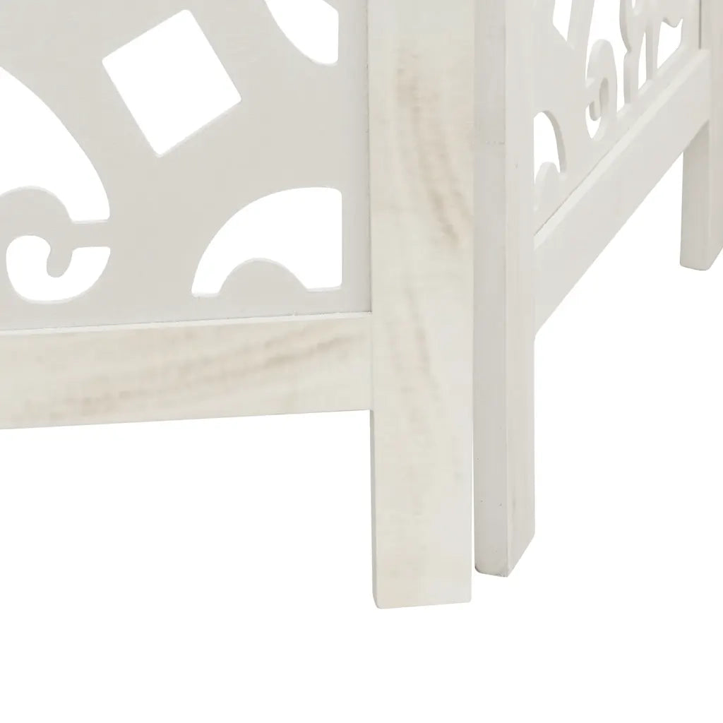 Divisorio Ambienti 5Pannelli Bianco Legno Massello di Paulownia