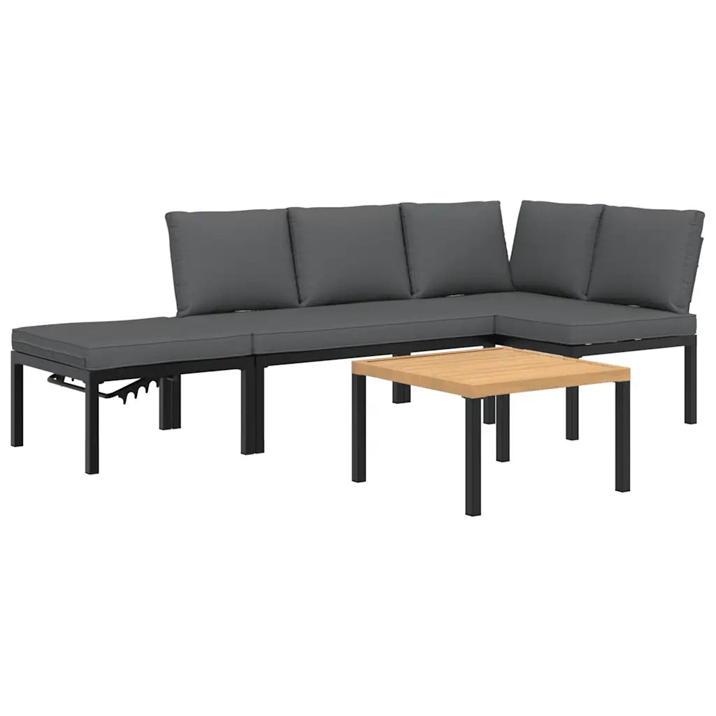 Set Divani da Giardino 4 pz con Cuscini in Alluminio Nero 3283687