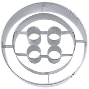 Cassa da biscotti a forma di casa con decorazione in rilievo, acciaio inox, argento, 5 cm