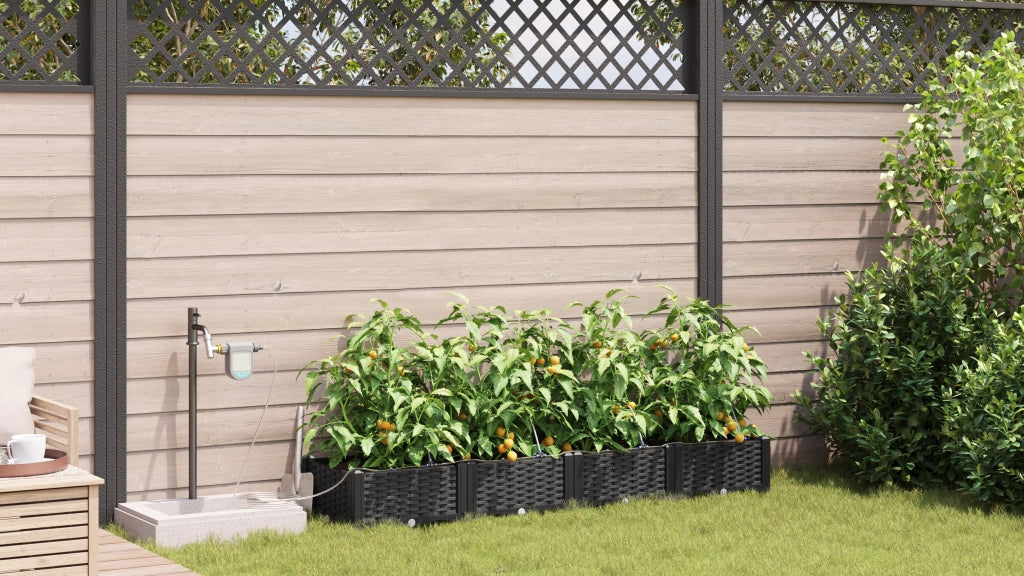 Fioriere da Giardino con Sistema di Irrigazione 4 pz Nero