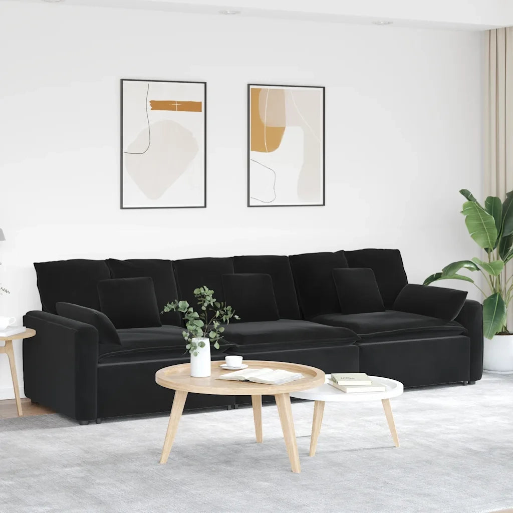 vidaXL Divano Modulare con Cuscini Nero