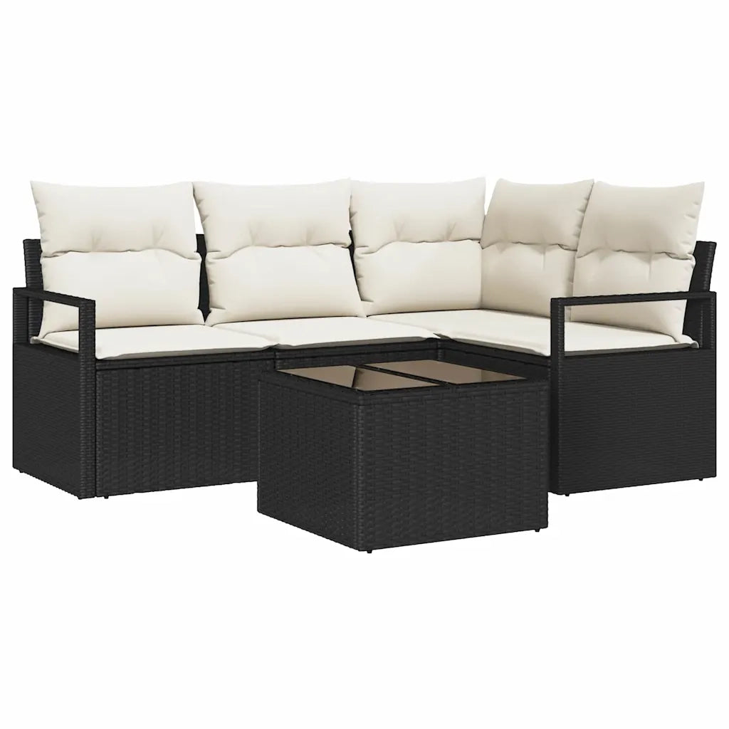 Set di divani 5 pcs Nero polyrattan