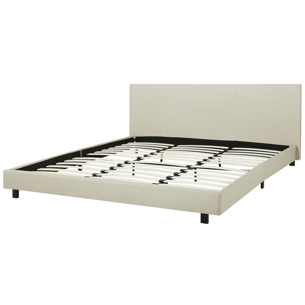 Letto a doghe Tessuto in poliestere beige imbottita 180 x 200 cm Design moderno