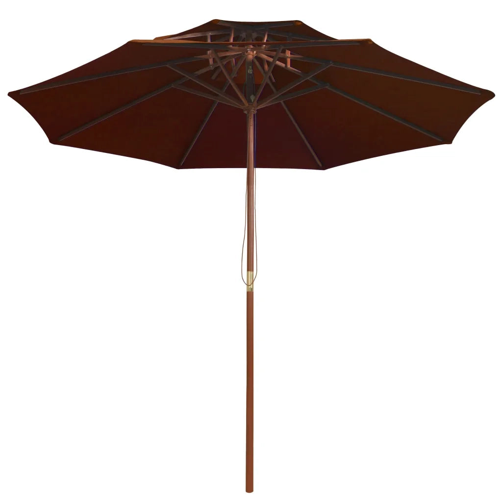 Ombrellone a Due Livelli con Palo in Legno 270 cm Terracotta 313765