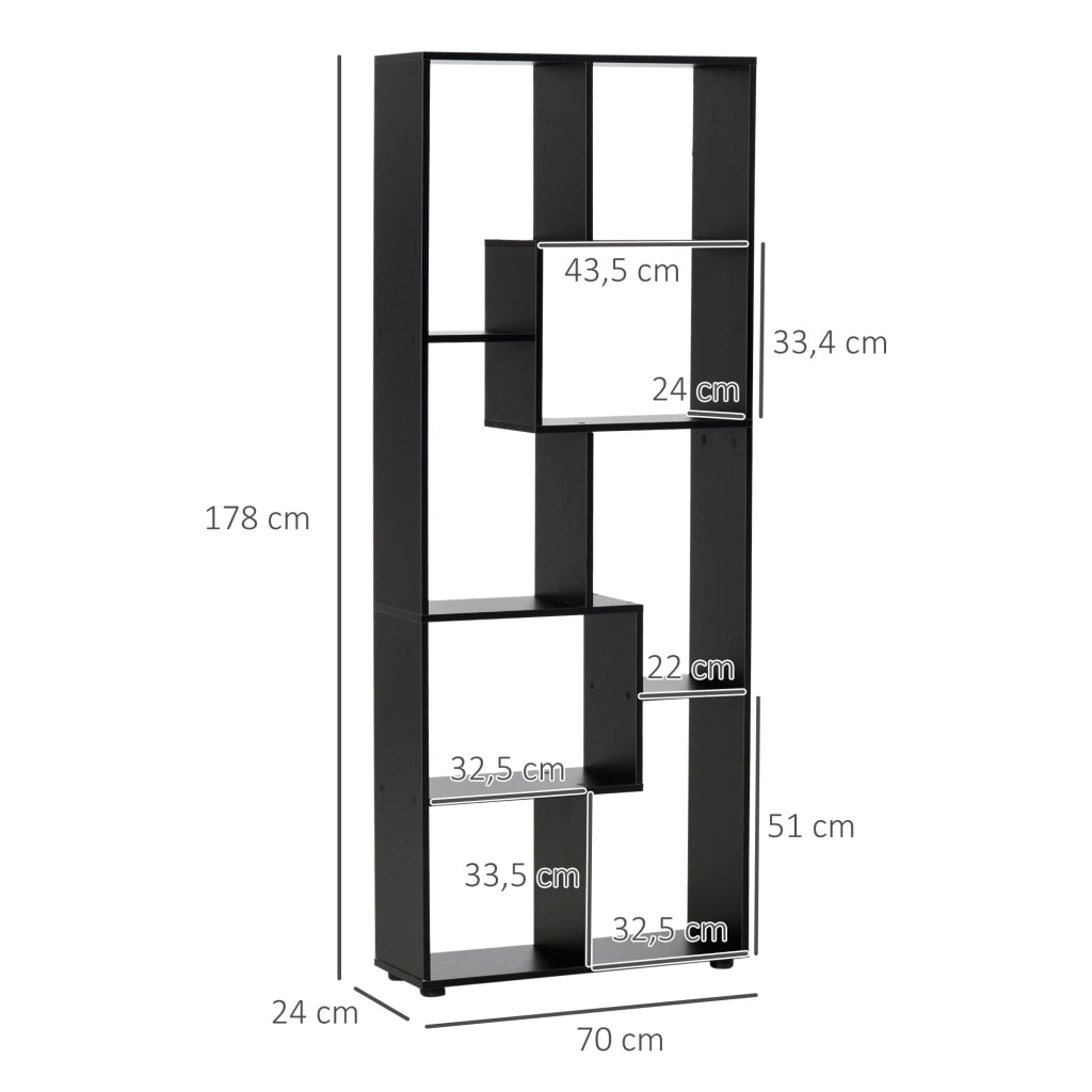 Libreria Scaffale Zigzag Design Moderno ¨C zephmum ¨C Nero 70x24x178 cm