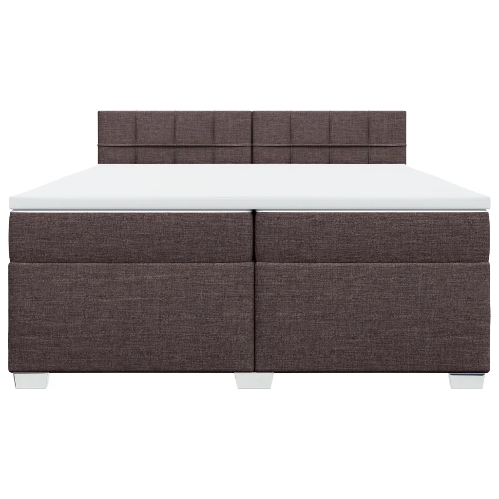 Giroletto a Molle con Materasso Marrone Scuro 200x200cm Tessuto