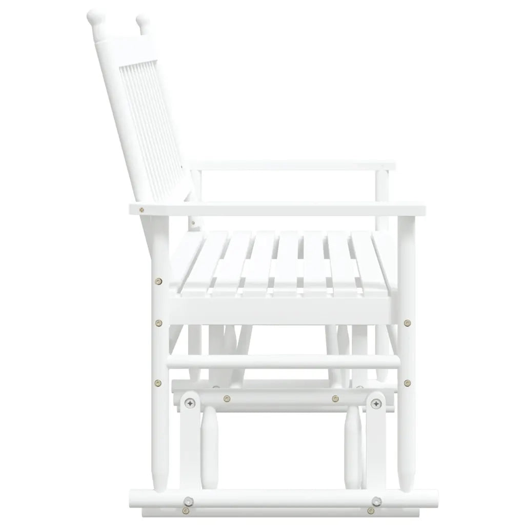 Panca a Dondolo-Sgabello-Panca da esterno Bianca 118x70x104,5 cm Legno Massello di Pioppo