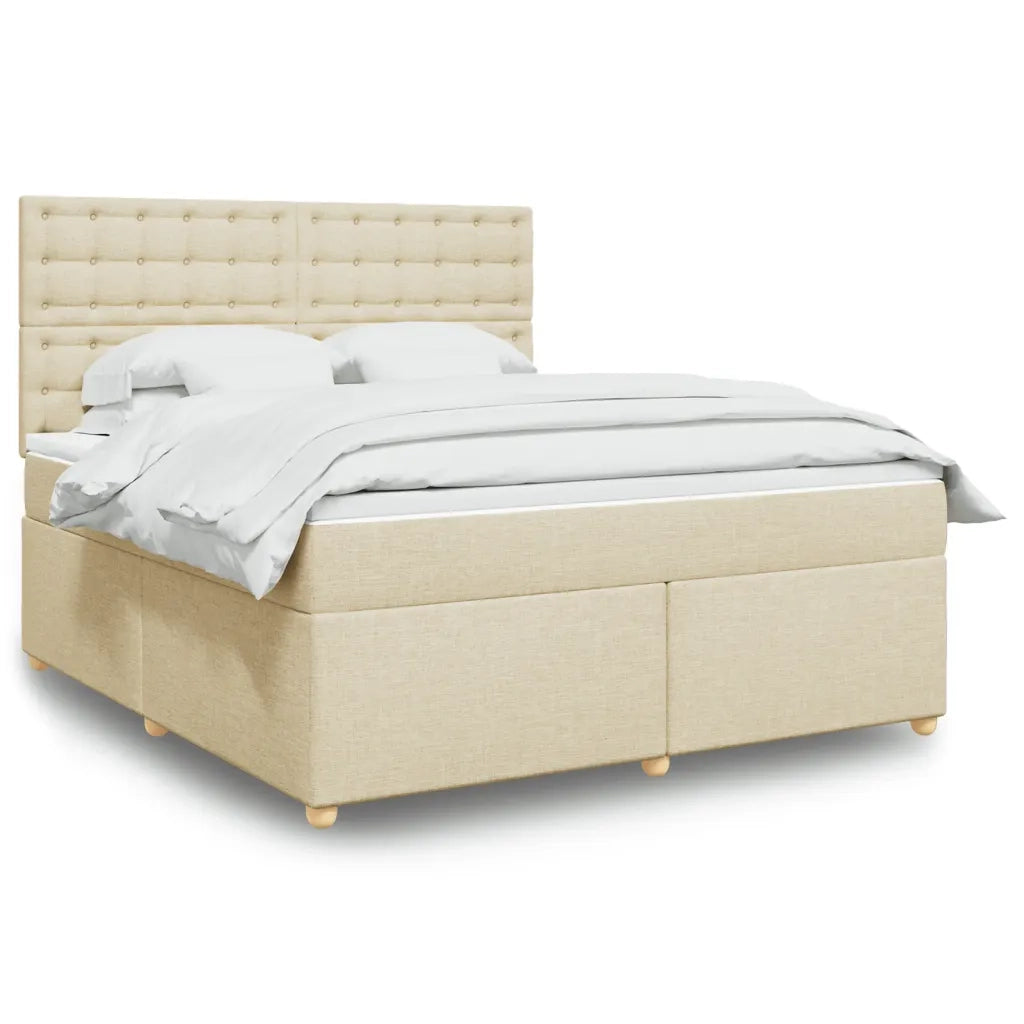 vidaXL Giroletto a Molle con Materasso Crema 180x200 cm in Tessuto