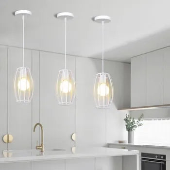 Lampadario da soffitto e27 di forma ovale bianco portalampada sospensione