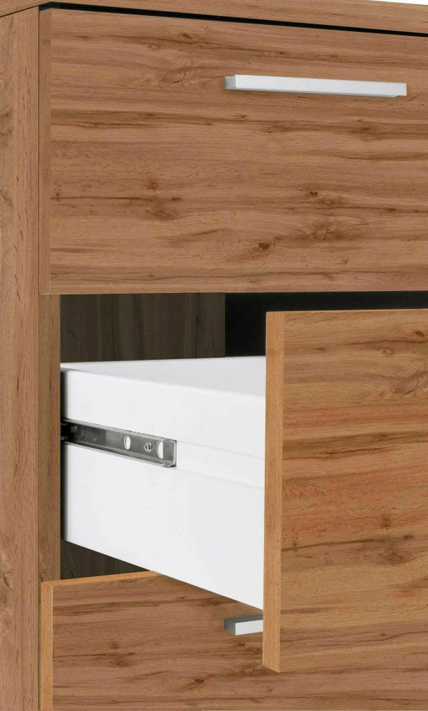 Scrivania Abisse, Scrittoio lineare, Scrivania ufficio multiuso, Scrivania salvaspazio multi posizione, 160x60h75 cm, Rovere