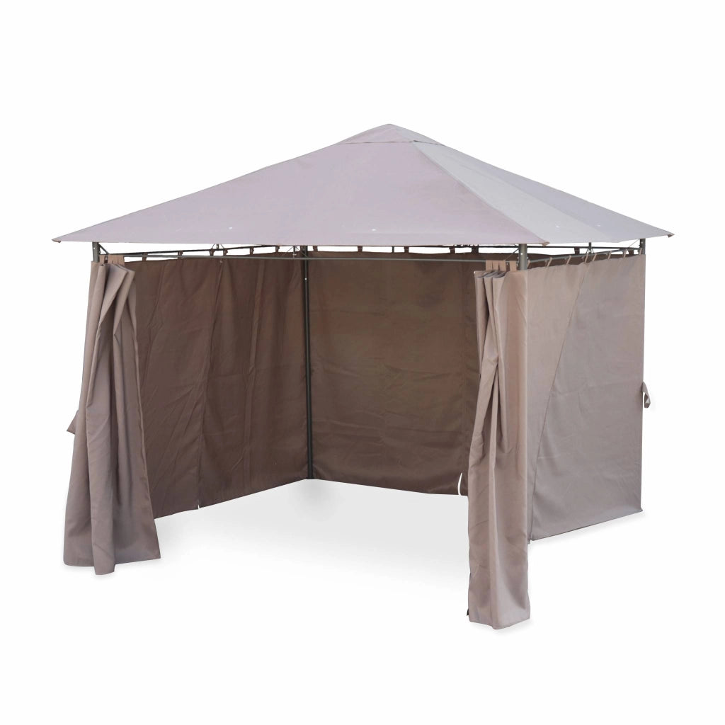 Gazebo da giardino 3x3m struttura in alluminio con tende scorrevoli,