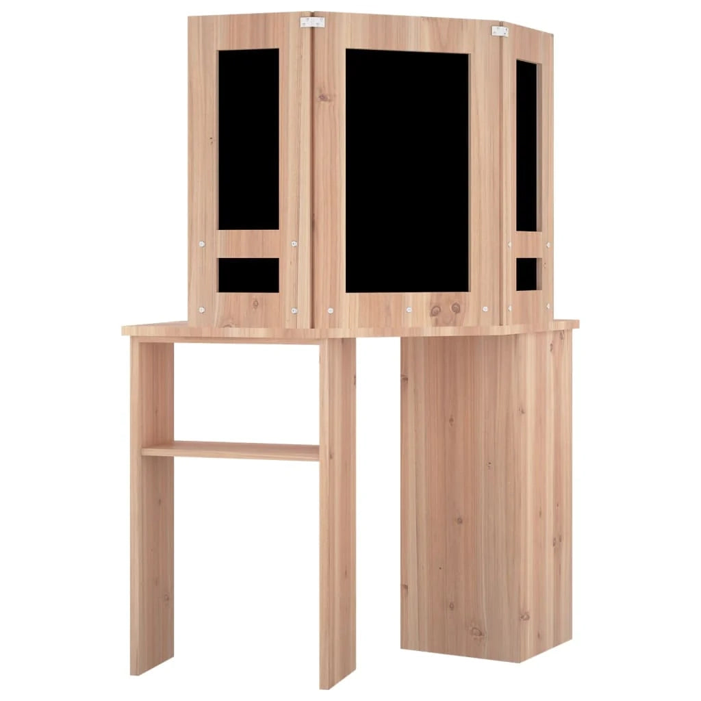 Toeletta tavolo da trucco di design mobile angolare per camera da letto con illuminazione a LED 111 x 54 x 141,5 cm rovere 02_0006356