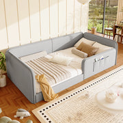 Letto 140x200 cm - Letto imbottito,Copriletto in lino,grigio