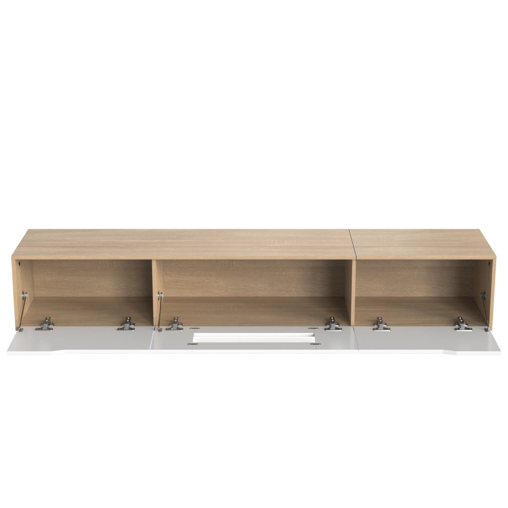 MOBILE TV 180x35x30 cm Bianco lucido e colore legno con LED