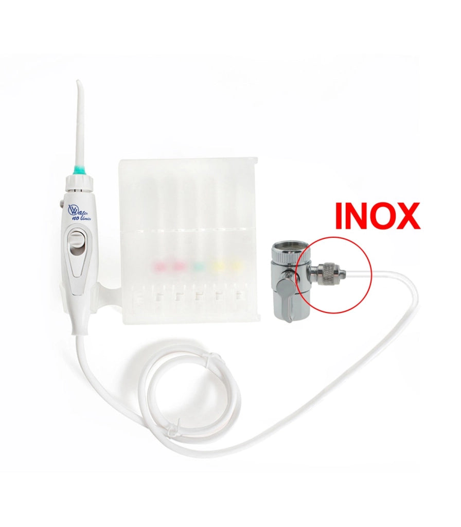 Irrigatore Dentale Standard e Adattatori Doccia | Senza Batterie | Pressione Rubinetto | Getto Illimitato