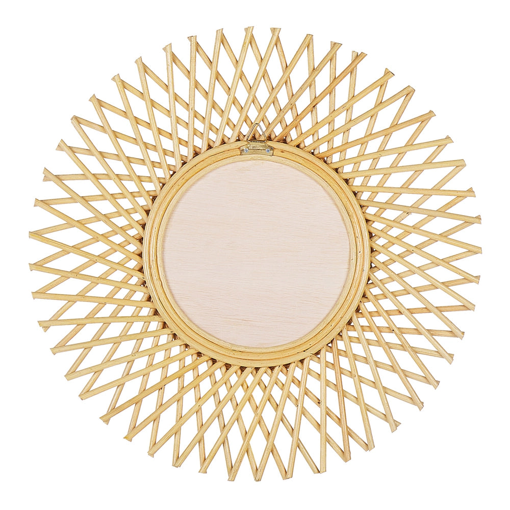 Specchio da parete in rattan naturale 60 cm Boho Forma di Sole Ganci di montaggio Soggiorno Camera da letto