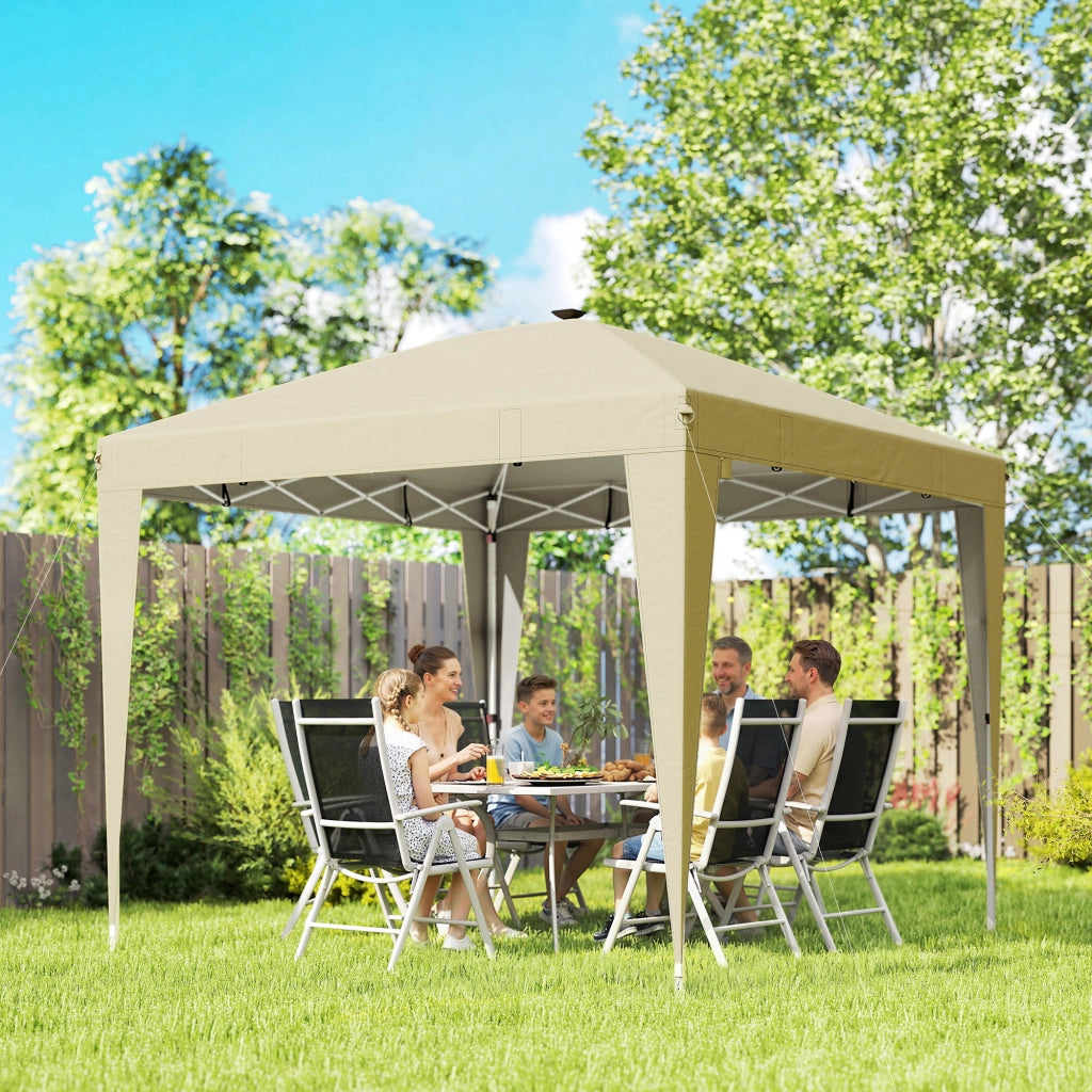 Tendone da giardino 3x3m pieghevole regolabile con illuminazione telecomando ¨C zephmum ¨C crema