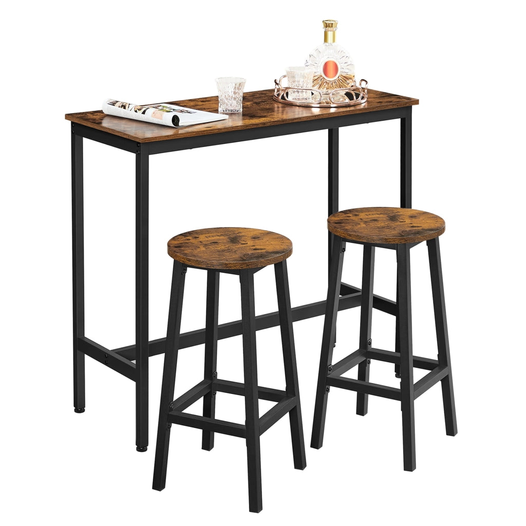 Set tavolo da bar rustico VALORA con 2 sgabelli - LBT219B01V1