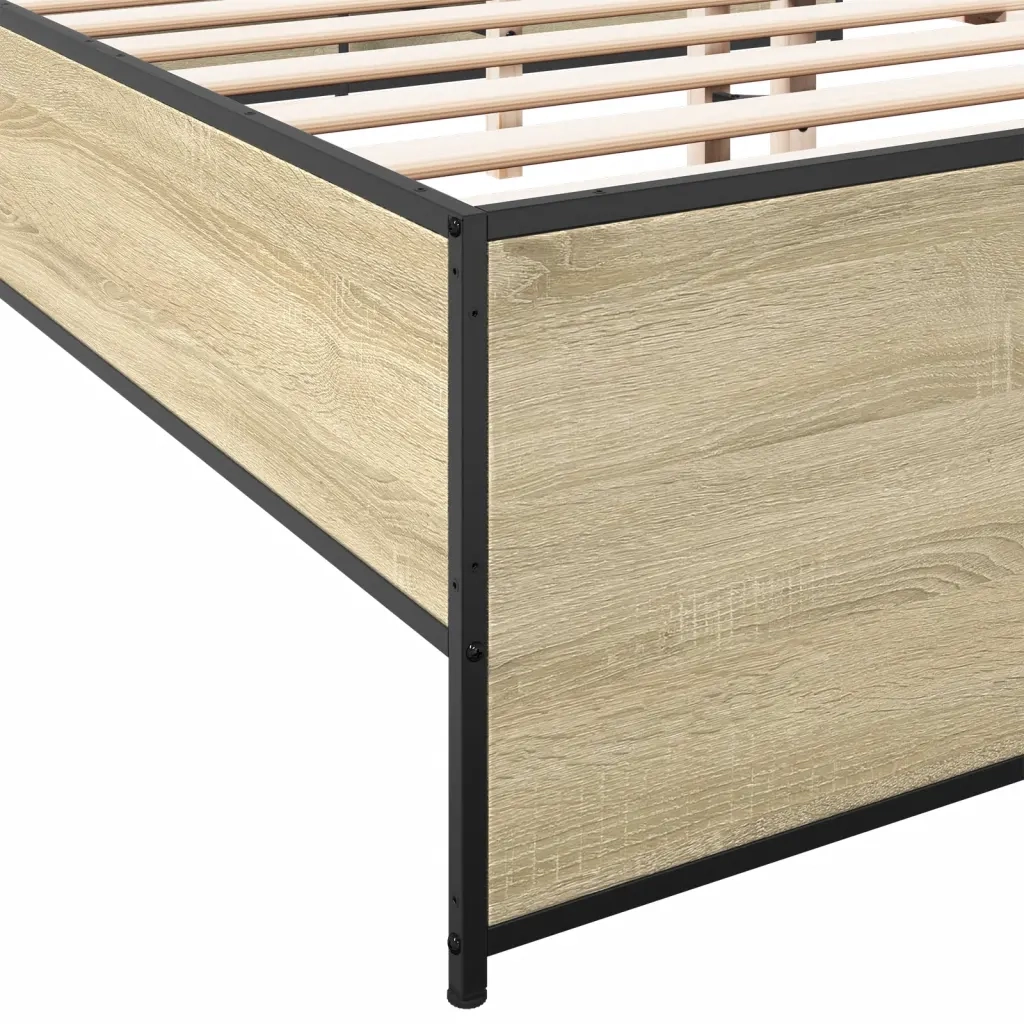 Giroletto-Struttura Letto Rovere Sonoma 180x200 cm in Legno Multistrato Metallo 343051