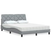 Letto con Materasso Grigio Chiaro 140x190cm Tessuto