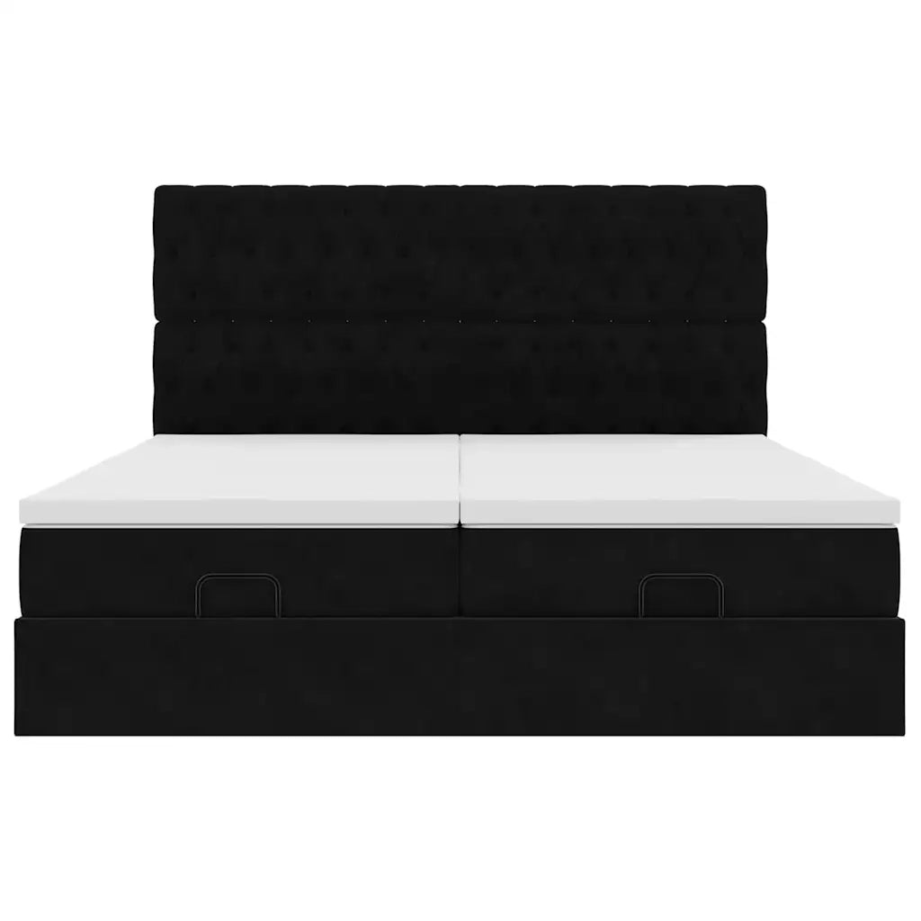 Struttura Letto Pouf con Materassi Nero 200x200 cm Velluto 3313798