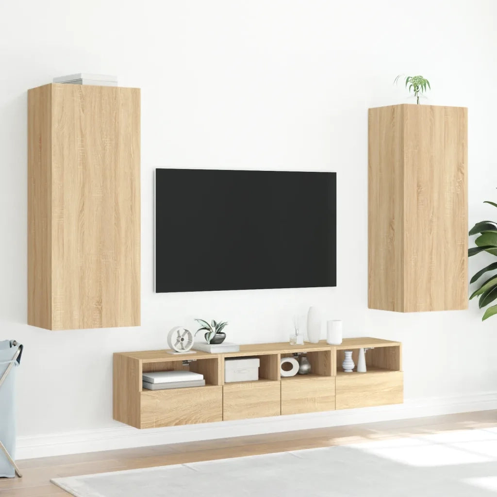 Mobile TV Parete Rovere Sonoma 40,5x30x102 cm Legno Multistrato 836933