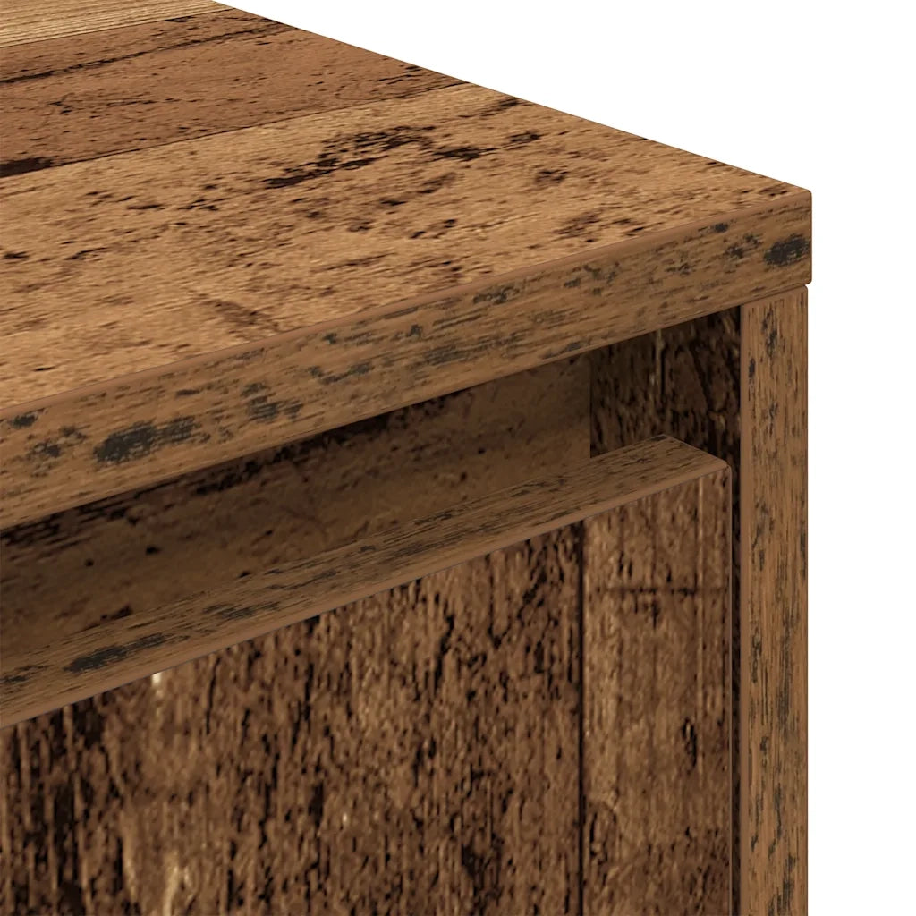 Comodino con Luci LED Legno Antico 38x34x50 cm