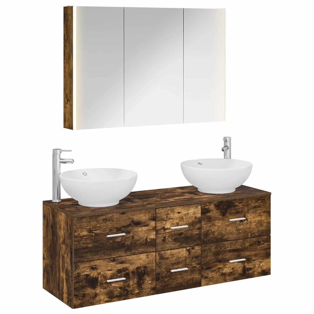 Set di mobili per il bagno 4 pcs Rovere Fumo 3406987