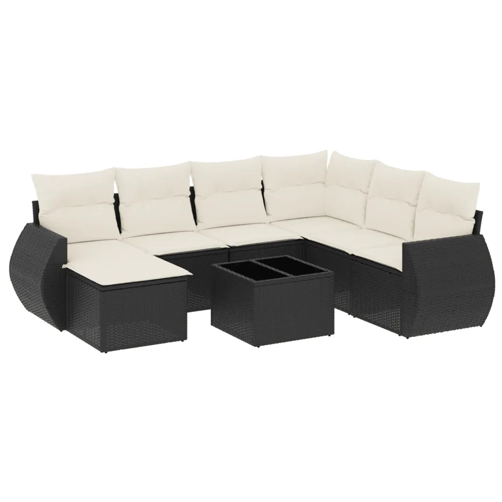 Set Divani da Giardino con Cuscini 8 pz Nero in Polyrattan 3221705