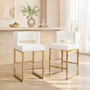 SGABELLO ALTO Quadrato 91,4 cm PU Bianco e Oro Set da 2 pezzi