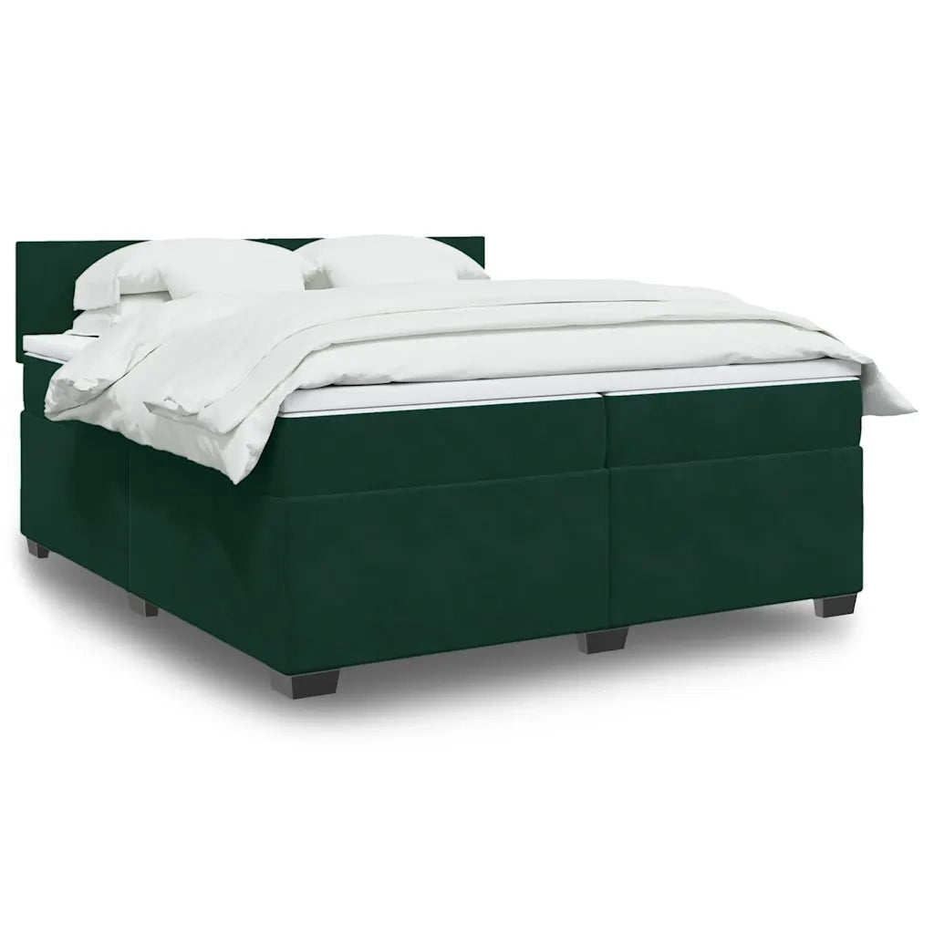 Giroletto a Molle con Materasso Verde Scuro 200x200 cm Velluto 3288699