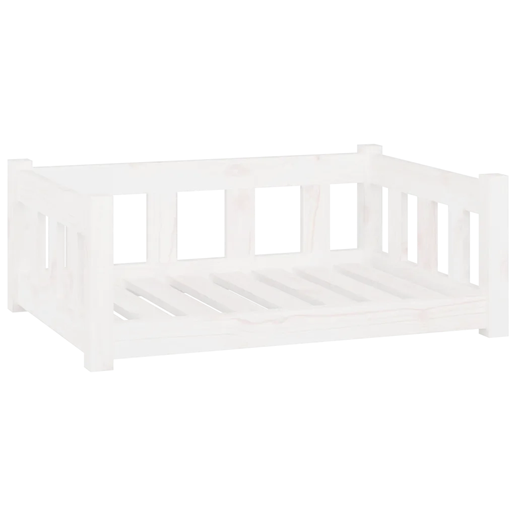 Cuccia per Cani Bianca 75,5x55,5x28cm in Legno Massello di Pino