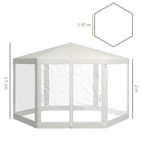 Gazebo da Giardino Esagonale con Doppio Ingresso 3.94x3.94x2.5 m in Metallo e Poliestere Crema