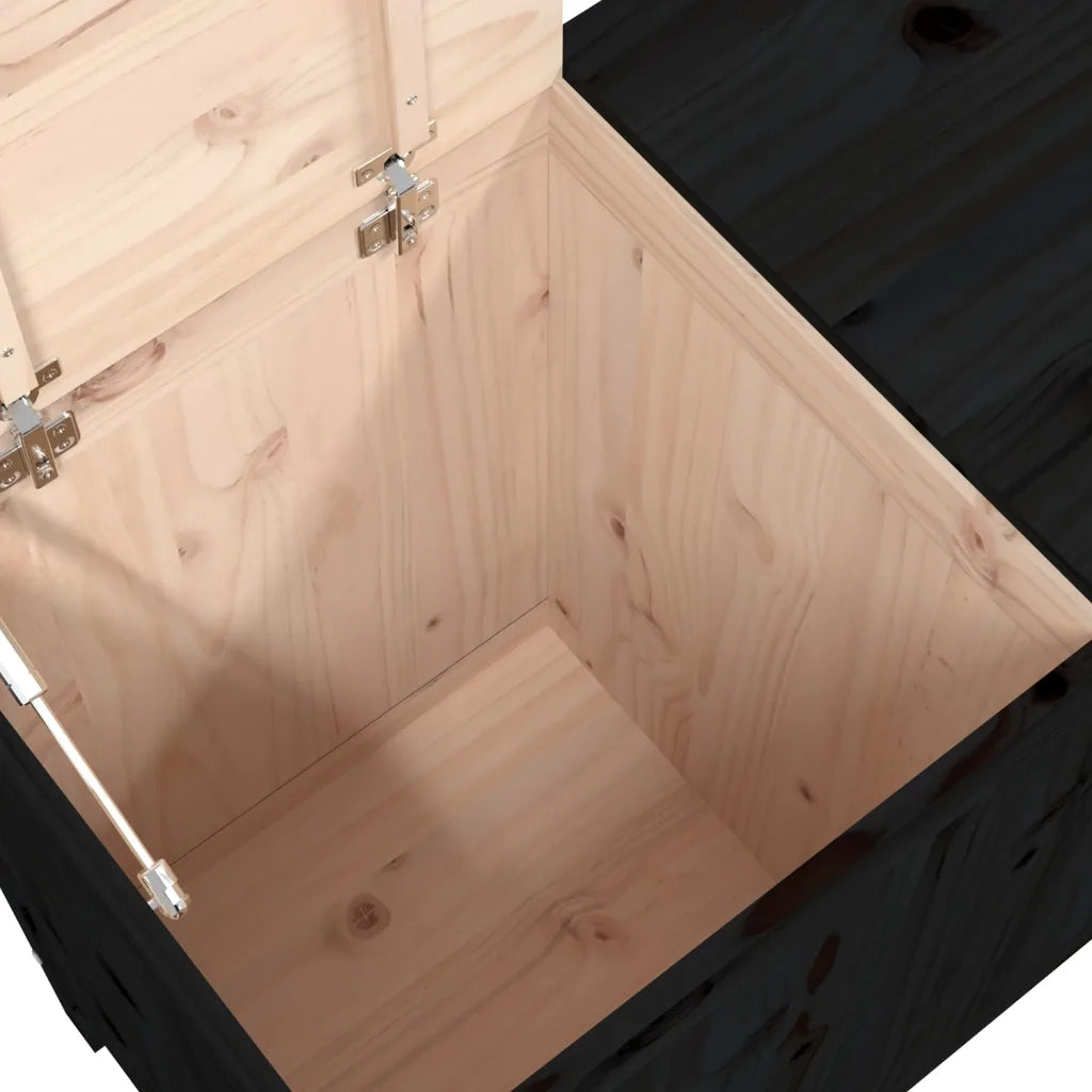 Contenitore per Bucato Nero 88,5x44x76 cm Legno Massello Pino 823583