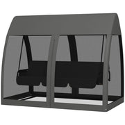 Dondolo da Giardino 2 in 1 Convertibile in Letto 240x140x197 cm con Cuscini e Zanzariera Grigio