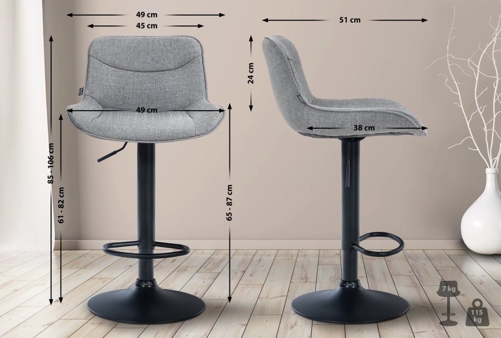 Barhocker Vonore Stoff schwarz