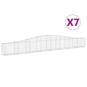 Cestini gabbioni recinzione a gabbia muro di contenimento ad arco 7 pezzi 400 x 30 x 40/60 cm ferro zincato argento 02_0041127