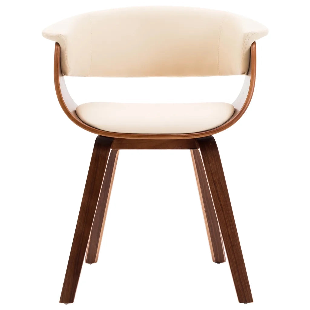 Sedie da Pranzo 4 pz in Legno Curvato e Similpelle Crema 278725