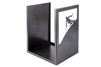 Porta Legna Sagomato Sciatore 40,5x35,5x50 cm in Ferro Verniciato Grigio Martellato