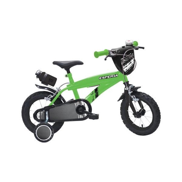 Bicicletta esperia 23570 bimbo flash con rotelle e accessori verde