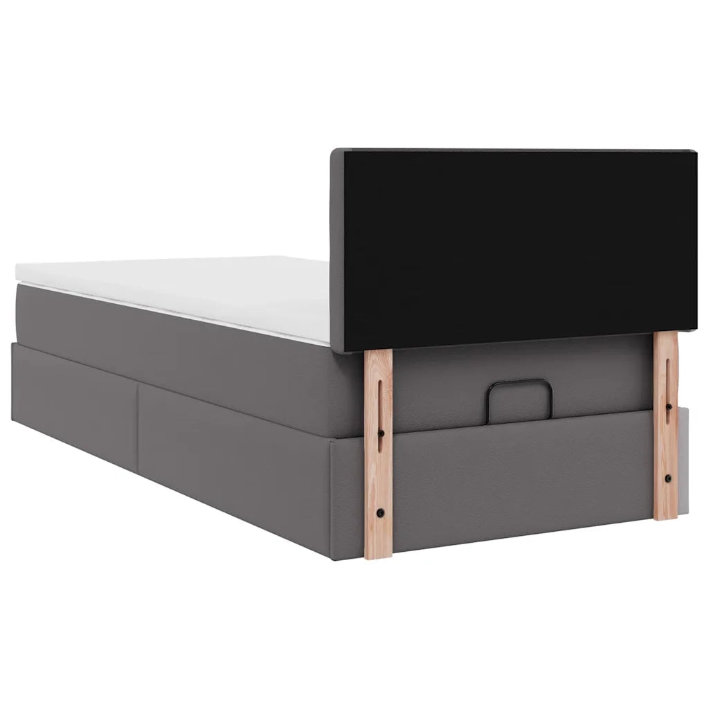 Struttura Letto Pouf con Materasso Grigio 100x200 cm Similpelle 3312140