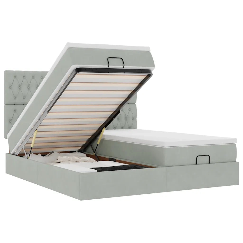 Struttura Letto Pouf con Materassi 160x200 cm in Velluto 3313784