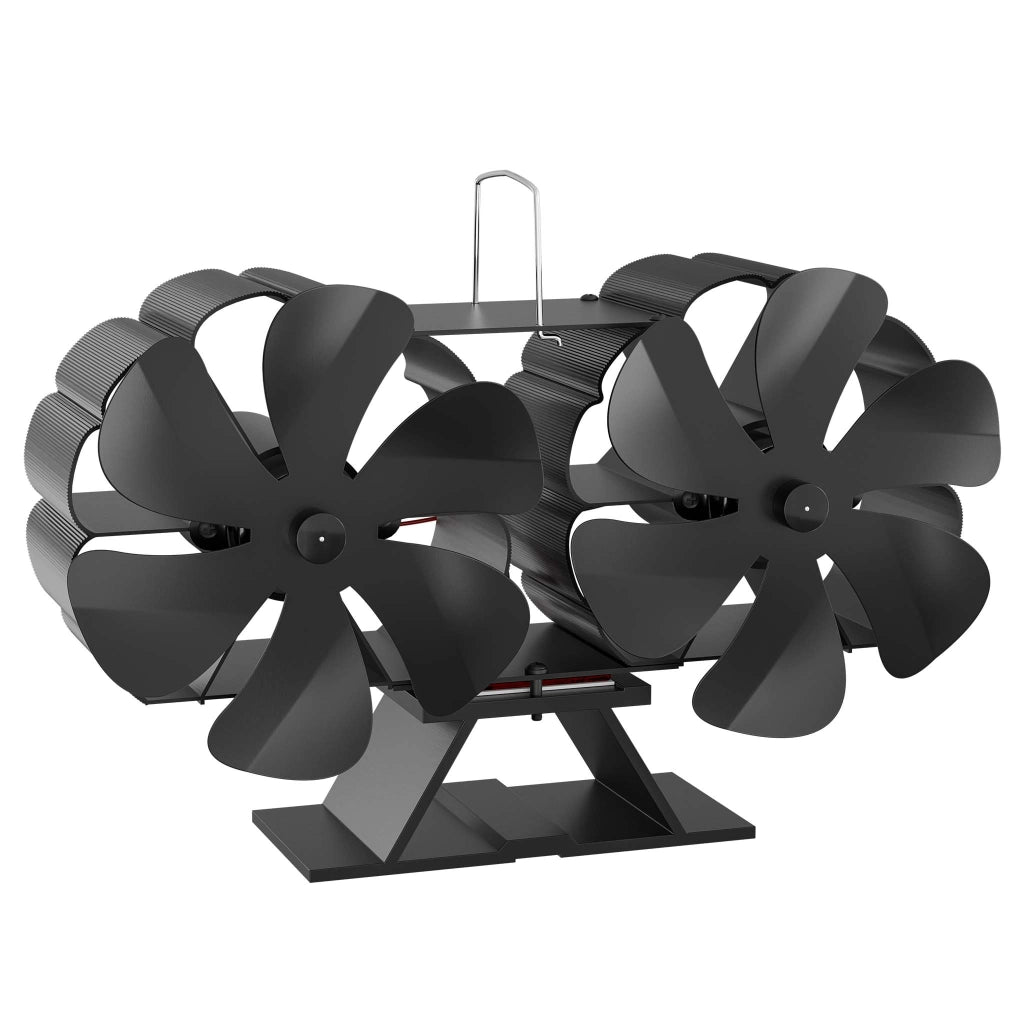 Ventilatore per stufa a legna camino, Doppia ventola con 12 pale, 60-350 °C, zero elettricità