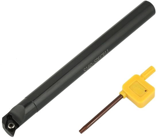 Snidorecchia 16x180mm - Alta Qualità Acciaio - Resistente alle Scosse - Orecchione per Trapano Interno - Inclusa Chiave a Lame - Adatto per DCGT11T3/DCMT11T3/DCMW11T3 - Attrezzo per Snidare
