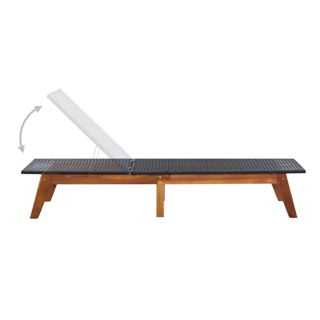 Lettino prendisole sdraio lettino da giardino mobili da esterno per patio con tavolo resina intrecciata e legno massello di acacia 02_0012690