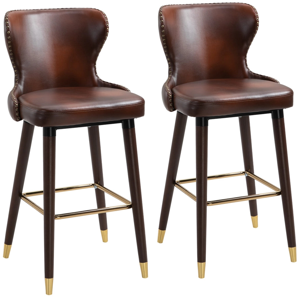 SGABELLO ALTO Set da 2 pezzi 52x53x101 cm Marrone in legno e metallo